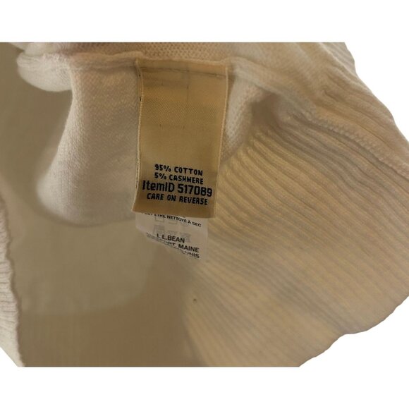 L.L. Bean Cotton Cashmere Fair Isle Turtleneck Sweater Women's Size XL White - Picture 3 of 5